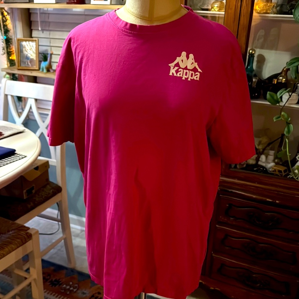 Kappa men’s tee pink with whiter aplicas size xl